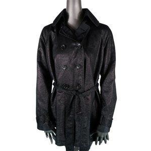 Jenni Kayne Black Belted Jacket Silk Lining Metallic Textured Sheen Coat 4